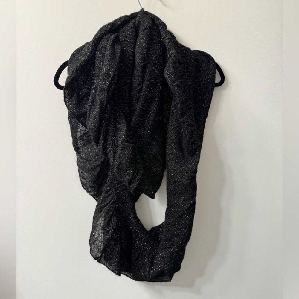 Black infinity scarf with gold sparkle